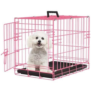 Crate rose de petit chien 18" Kennel pliant en métal