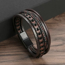 1pc Men s Multilayer Leather Rope Bracelet Al...