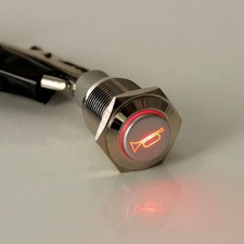 12V Car Red LED Horn Push Button Switch 19mm Momentary Metal Toggle