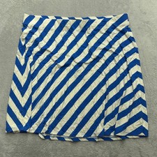 Tommy Bahama Skirt Womens XL Blue White Striped A-Line Jersey Knit Casual