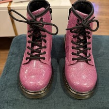 DR MARTENS 1460 GLITTER CHILD LITTLE GIRLS BOOTS PINK SIZE 10 New without Box