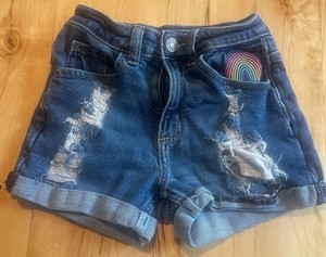 Justice Size 8 Girls Shorts Embellished Distressed Rainbow