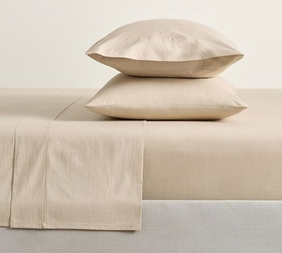potterybarn 400-Thread-Count Organic Percale Sheet Set Color: Neutral (US STOCK)