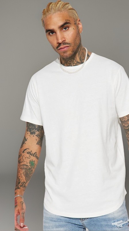 Essential Short Sleeve Scallop Crew Tee - White