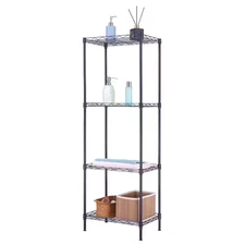 4 Tiers Metal Adjustable Garage Storage Shelving Unit in Black (17.72 In. W X 49