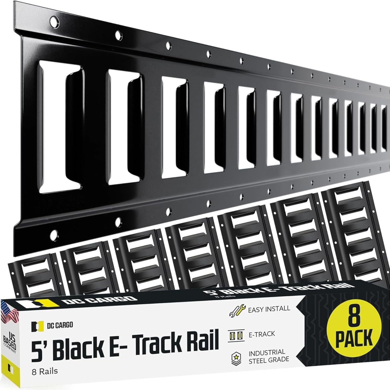 E Track Tie Down Rail Kit 5ft 8 Pack Heavy Duty Black for Trailers Vans Trucks thumbnail 3