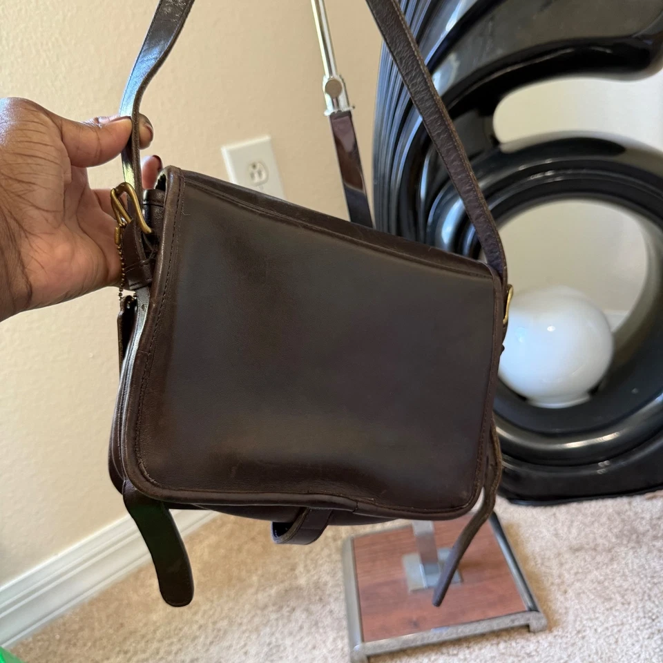 Bolso de hombro de cuero Coach vintage años 80 NYC caoba 4332 Foto 4 de 4