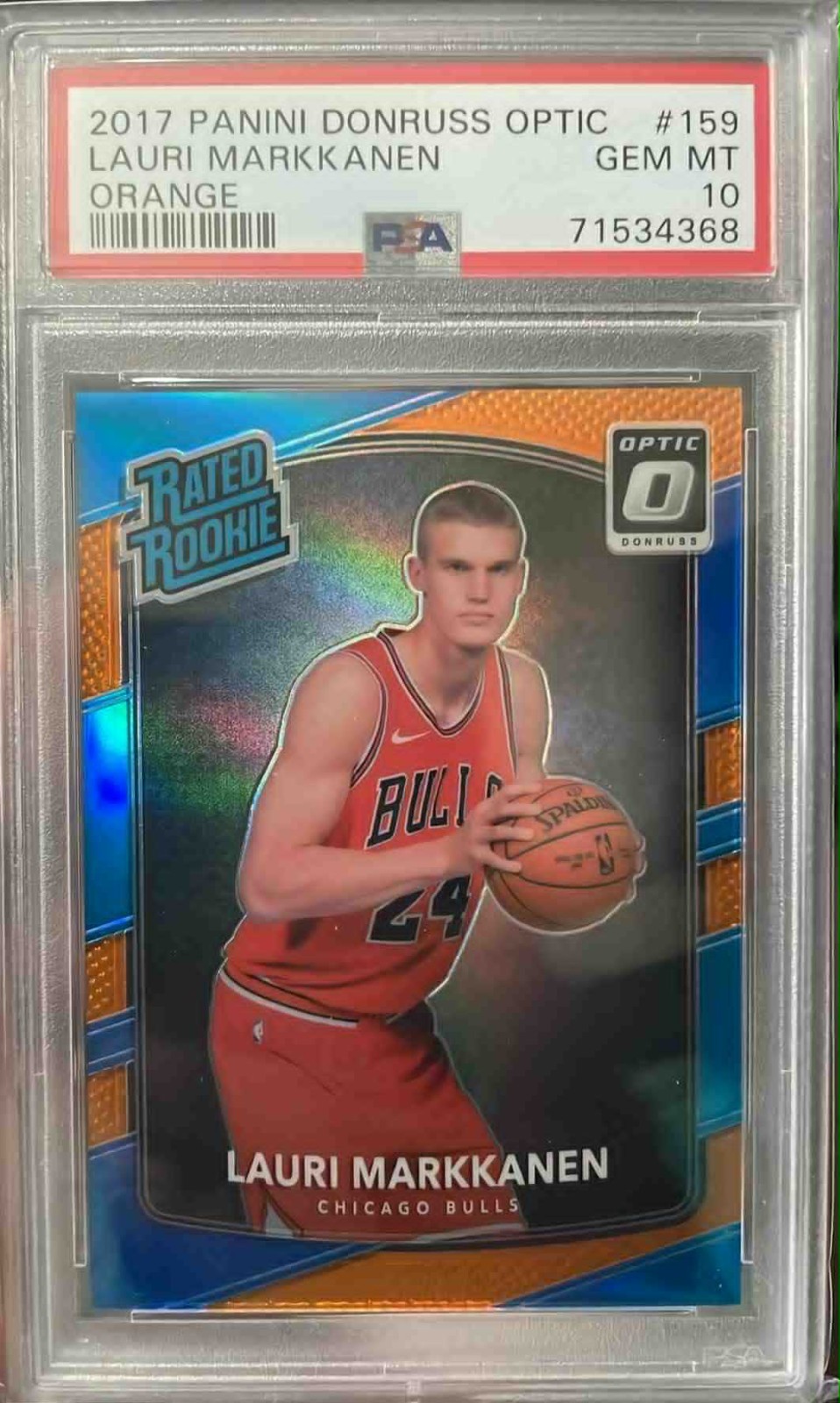 2017-18 Optic Lauri Markkanen #158 Rated Rookie RC Orange /199 SP PSA 10 GEM🔥🔥