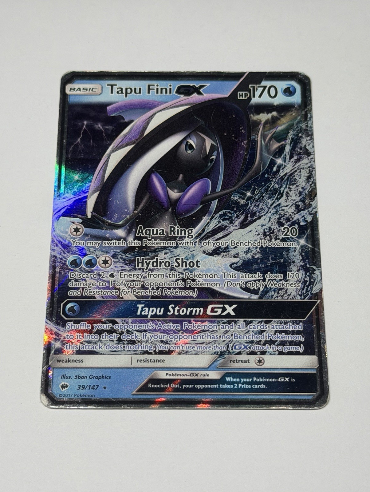 Tapu Fini GX 39/147 Ultra Rare Holofoil SM - Burning Shadows Pokemon Card TCG HP