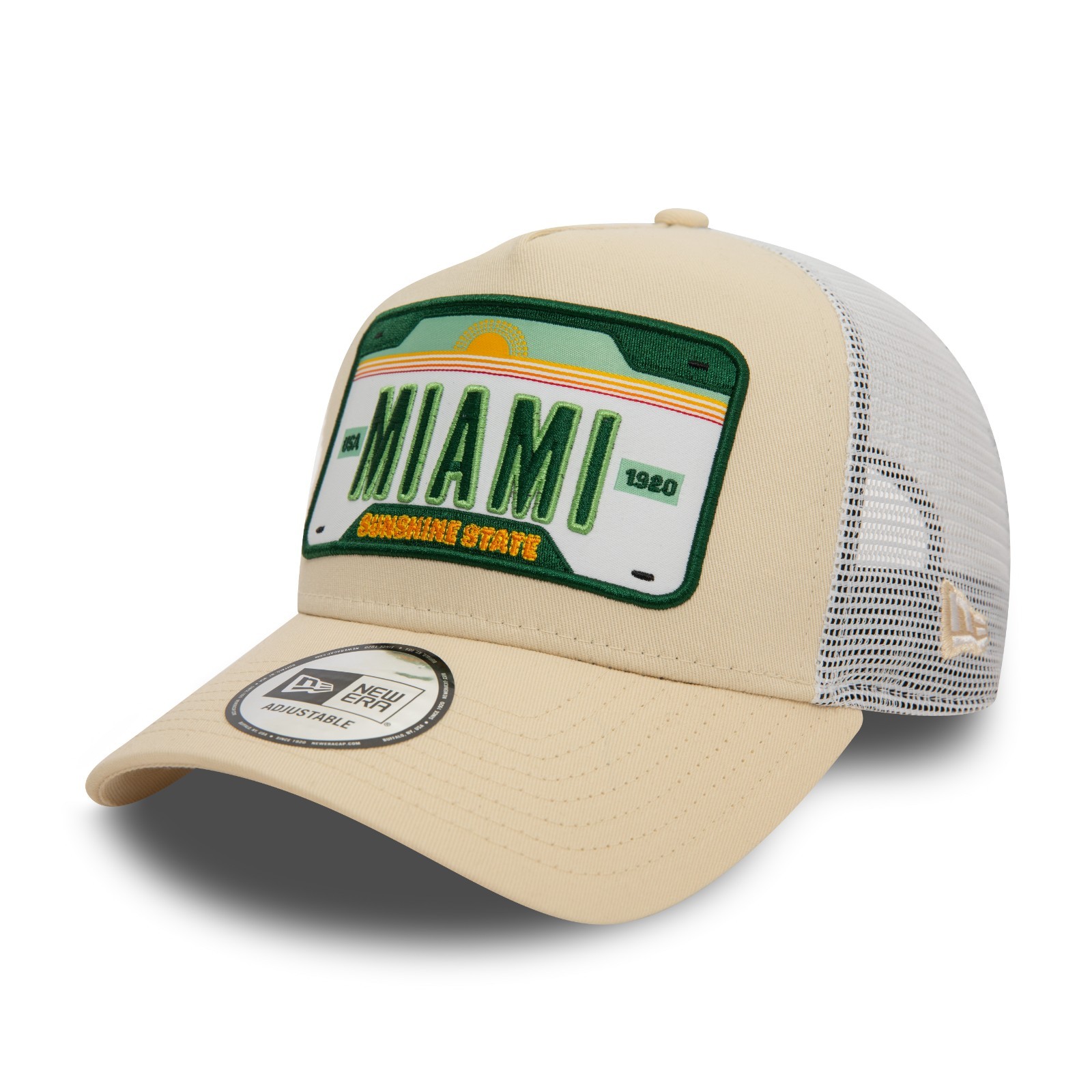 NEW ERA MIAMI TRUCKER CAP.9FORTY LOCATION PATCH MESH SNAPBACK BASEBALL HAT S26