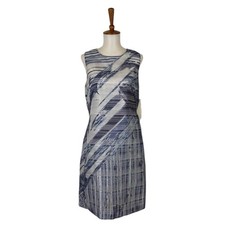 Kay Unger Shift Dress Women's S NWT Metallic Stripes Sleeveless Crew Neck Chic