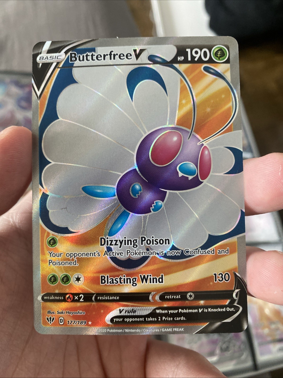 Butterfree V - 177/189 - Pokemon Darkness Ablaze Sword & Shield Full Art Card NM