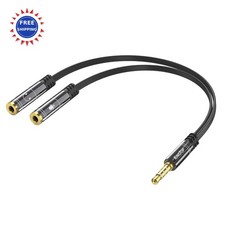 Headphone Mic Splitter Adapter 3.5mm 1 Male to 2 Female TRRS Audio Cable KINGTOP