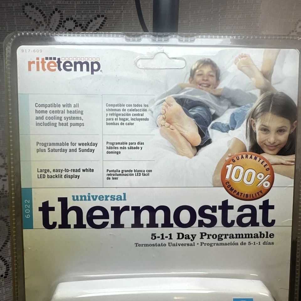 Rite Temp 6022 5-1-1 Universal Programmable Thermostat White New House Heat - Image 3 of 4