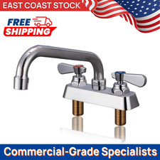 Commercial 4" Deck Mount Bar Sink Faucet - 8" Swivel Reach Spout Solid Brass