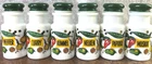 VTG German Milk Glass Spice Jars Set of 6 Mushrooms Tomatoes Peppers Green Lids