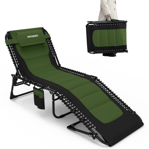 Oversized Padded Outdoor Folding Lounge Chair for Adults 440Ibs Patio Chaise ...
