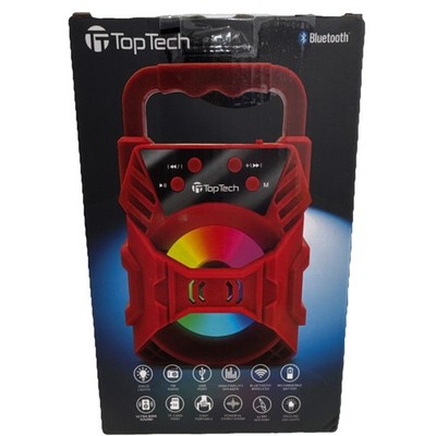 TopTech BLADE4 TWS Bluetooth Speaker Red FM Radio LED Lights Portable