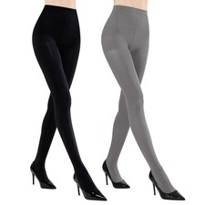 MANZI Run Resistant Control Top Panty Hose Opaque Tights X-Large Black steel