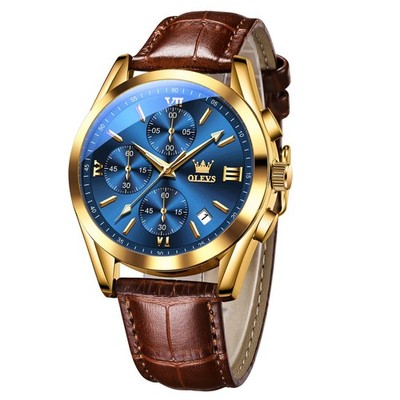Reloj De Cuero Casual Con Cronografo Y Pantalla Luminosa Para Hombre