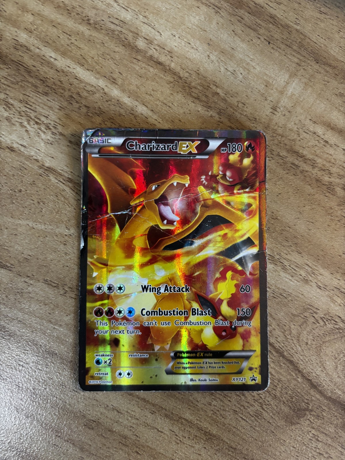 Charizard EX Promo XY121 Pokemon Red & Blue Collection 2016 TCG (Heavily Loved)