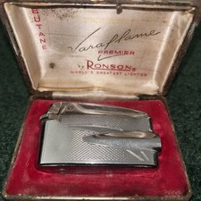 Vintage Ronson Varaflame Premier Butane Lighter w/ Original Case