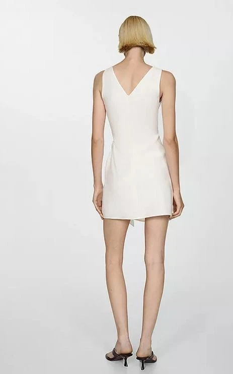 Mango Esmeril Vestido En Blanco UK 8 / S (fmn44-15) - Imagen 3 de 3