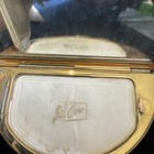 Vtg Coro Pegasus Gold Tone Demilune Powder Compact Half Moon Mirror Case Flowers — photo 5