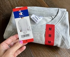 NIB/NWT: Men's Champion Power Fleece Crewneck Light Grey Logo Sweatshirt Size M