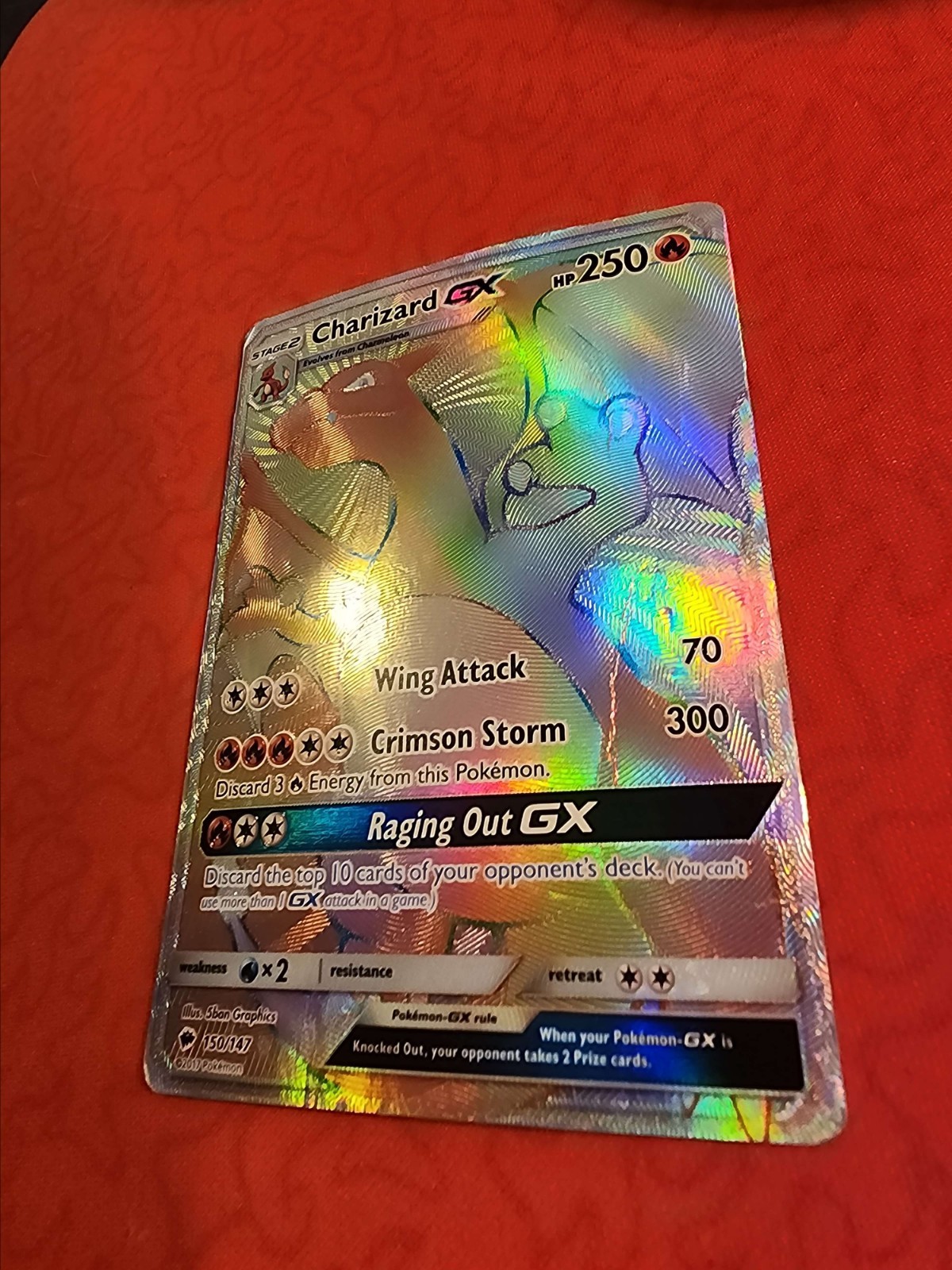 Charizard GX 150/147 LP Rainbow Secret Rare S&M Burning Shadows Pokémon TCG