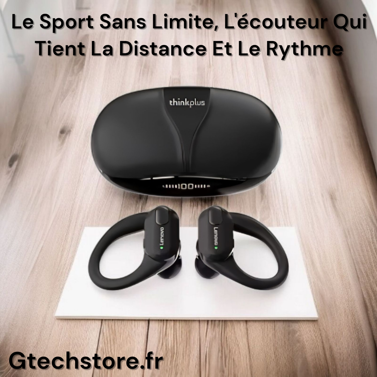 Écouteurs sans fil Lenovo Bluetooth 5.3 avec micro intégré pour appels clairs