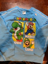 Nintendo Super Mario Blue Long Sleeve Sweatshirt Mario Luigi Yoshi Kids M 7-8