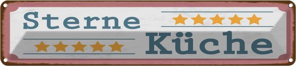 Blechschild 10X46 Cm 5 Sterne KüChe Kochen Essen Deko Geschenk Metall Schild-image