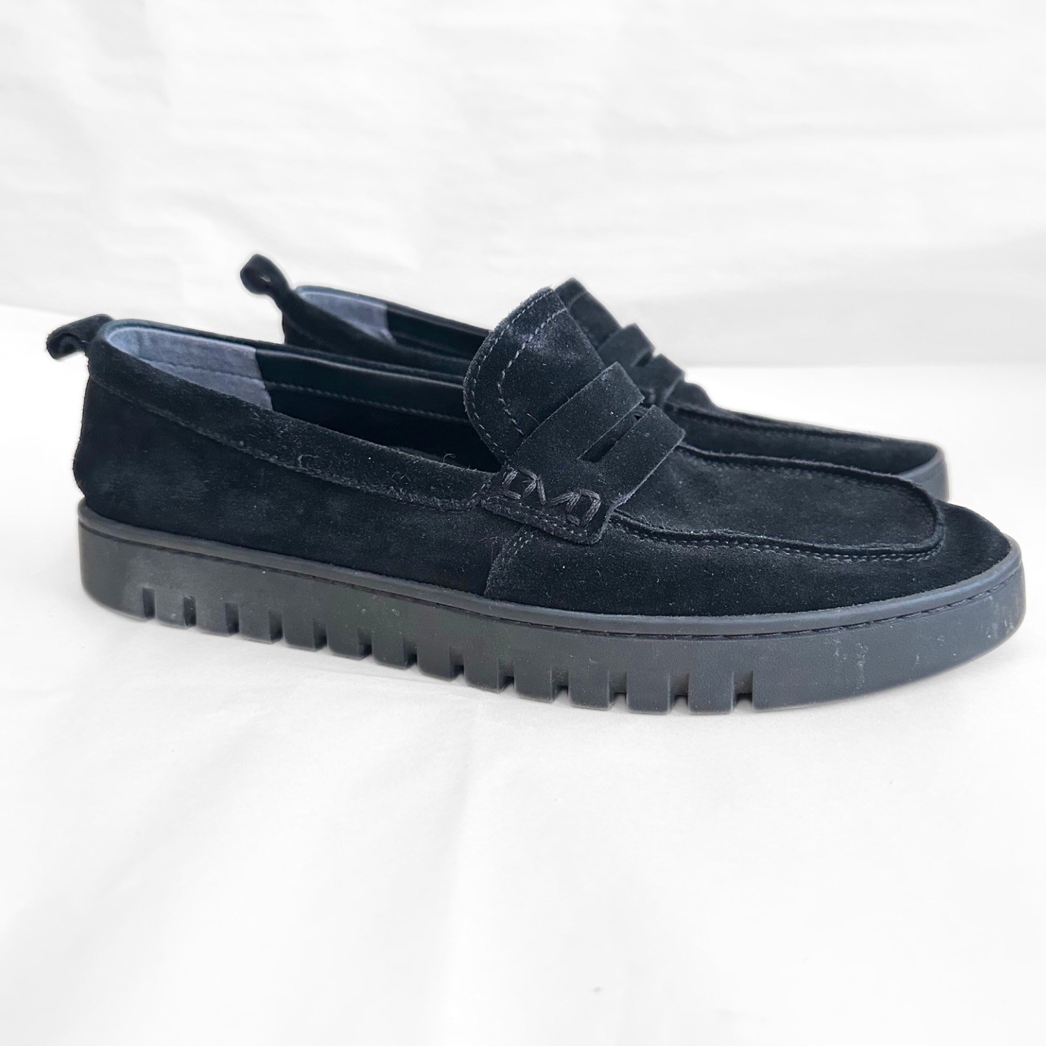 Vionic Womens Black Suede Penny Loafers Slip On Shoes with Arch Support Size 10W