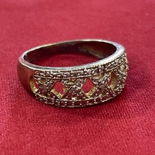 Sterling Silver 925 Diamond Cut Out Band Ring Size 7