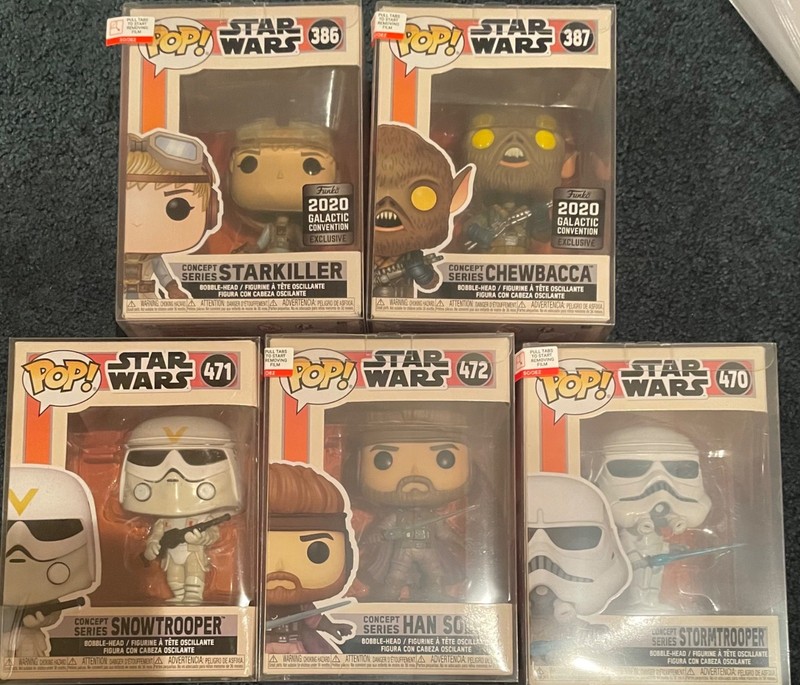 STAR WARS CONCEPT SERIES FUNKO POP set of 5 with protectors