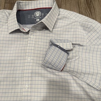 Flag & Anthem Men s XL Button Up shirt, Blue Cross Check Cotton Pocket L/S Cuffs