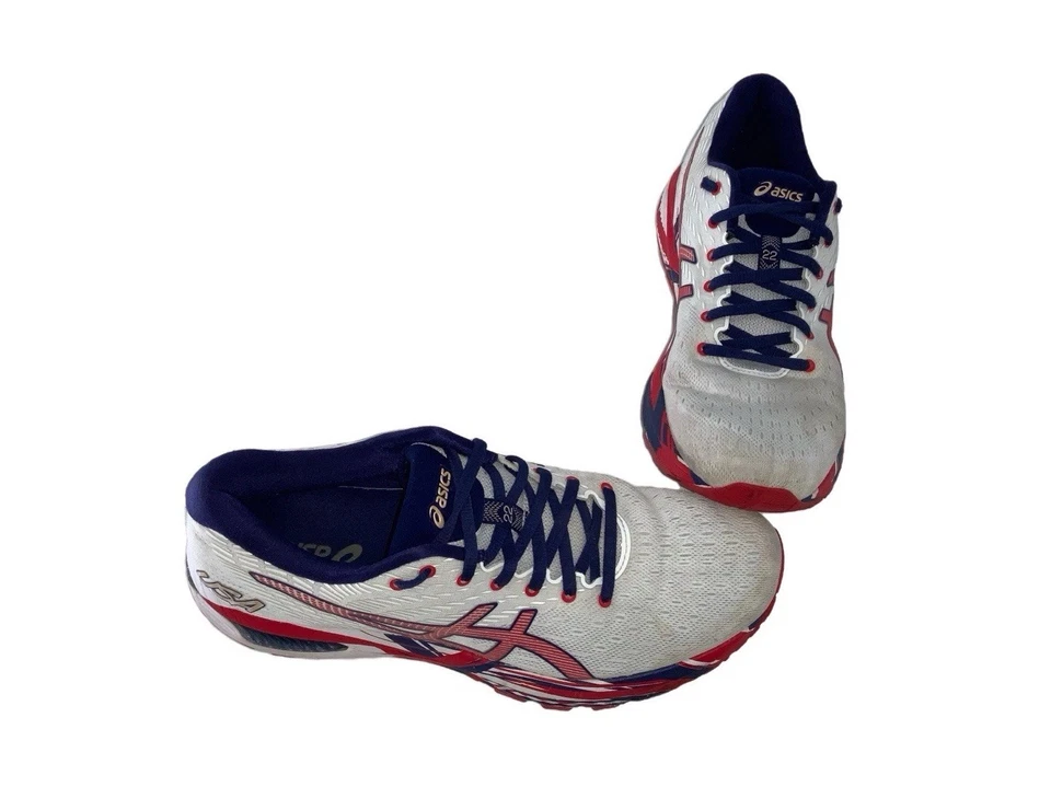 Zapatos para correr Asics Gel-Cumulus 22 EE. UU. para mujer talla 11 Rojo Blanco Azul YGI K5S-6 Foto 2 de 4