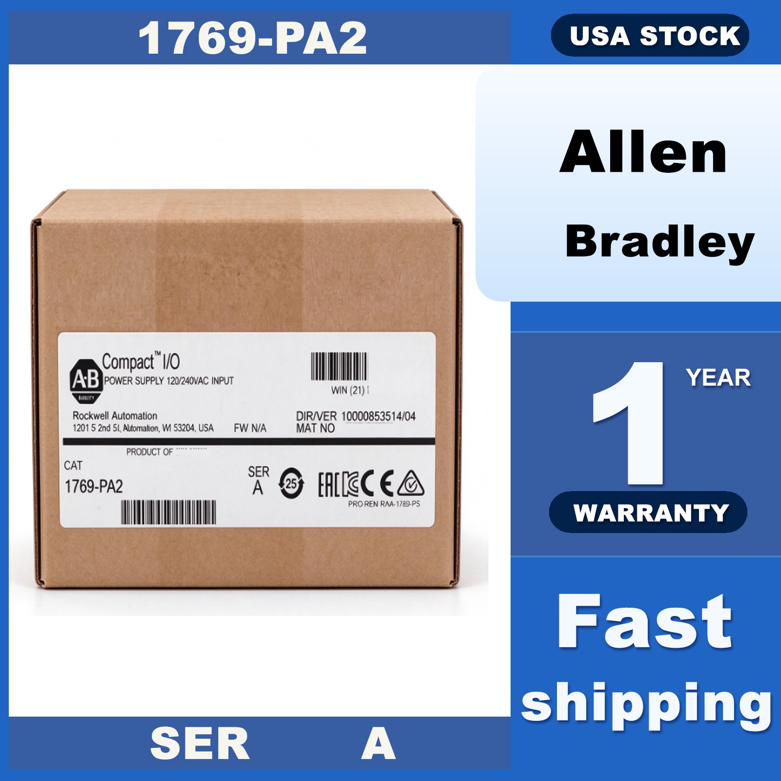 AB 1769-PA2 Ser A Hot Swap Pwr Unit CompactLogix PSU 2A @ 5V DC AC Power NEW