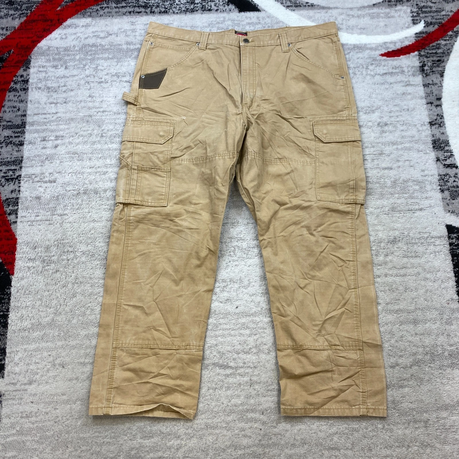 Wrangler Riggs Canvas Double Knee Cargo Pants 42 Brown Y2K Carpenter 42x30 Mens