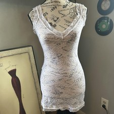 Victoria's Secret Women's White Lace V-Neck Slip Dress
