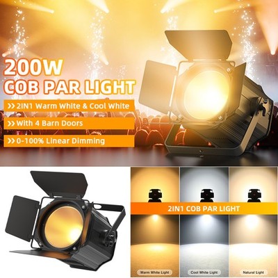 200W COB 2in1 Par Light DMX512 Bar DJ  Disco Party Stage Lighting with Barn Door