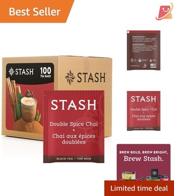 Black Tea Double Spice Chai Tea Bags 100 Count Spicy Cinnamon Ginger Clove
