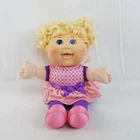 Vintage Talking Cabbage Patch Doll Blonde Hair Pink/Purple Clothes