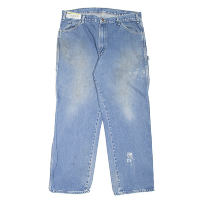 DICKIES Carpenter Workwear Herren Jeans Blau Relaxed Tapered Stone Wash W38 L29