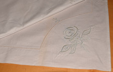 2 tlg. Altes Leinen Bettwäsche Bettlaken mit Stickerei Hohlsaum, Kissenb. (13978