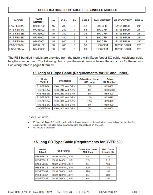 Fostoria F15-FES-3A Electric Salamander Heater | 15kW 208V 3-Phase | 800 CFM