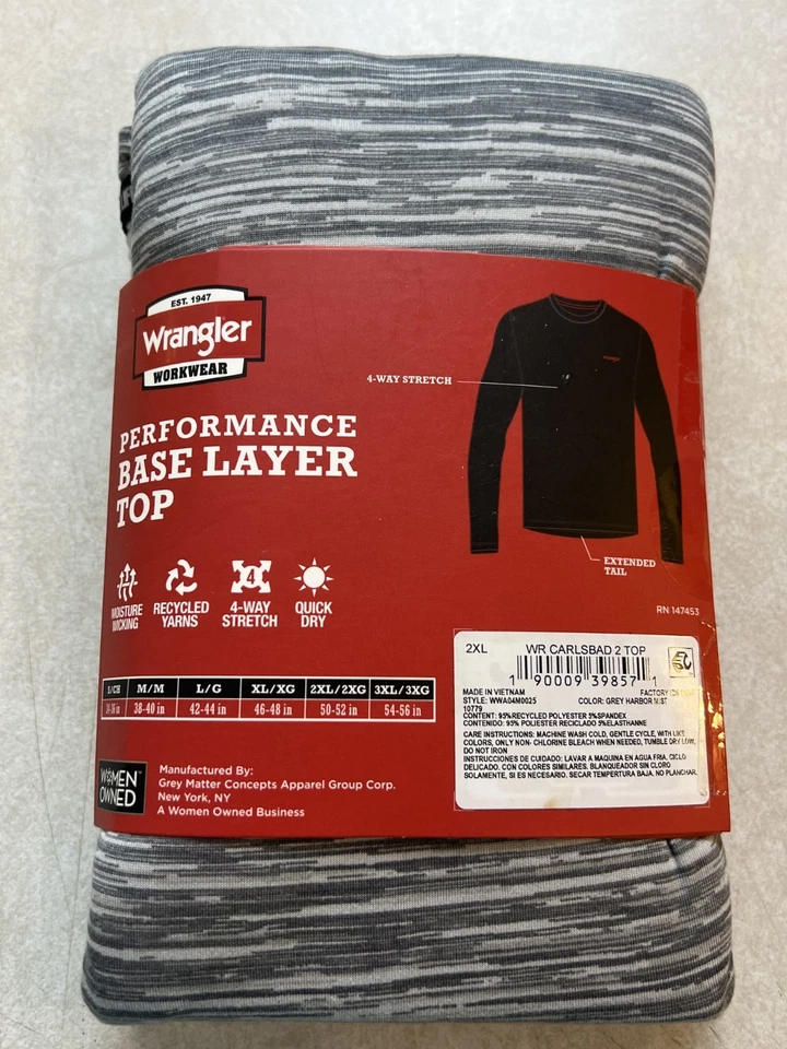 Blusa Wrangler Workwear Performance camada base 2XL cinza – NOVA – absorção de umidade, - Imagem 2 de 2