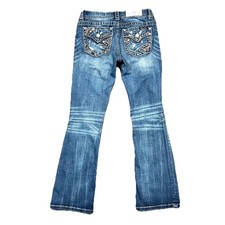 Miss Me Womens Straight Leg Jeans 28x29 Embellished Pocket Stretch Denim