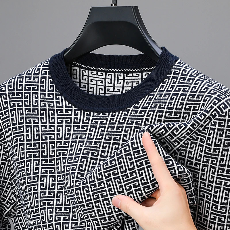 High end brand luxury round neck sweater men's 2024 autumn winter new fashionabl